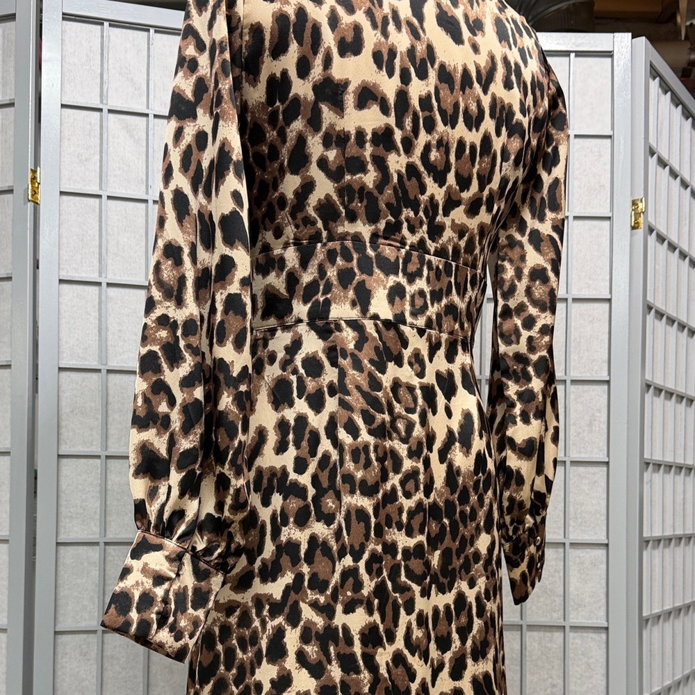 Mable, Chic Animal Print V-Neck Dress, Size Large - Picture 9 of 13